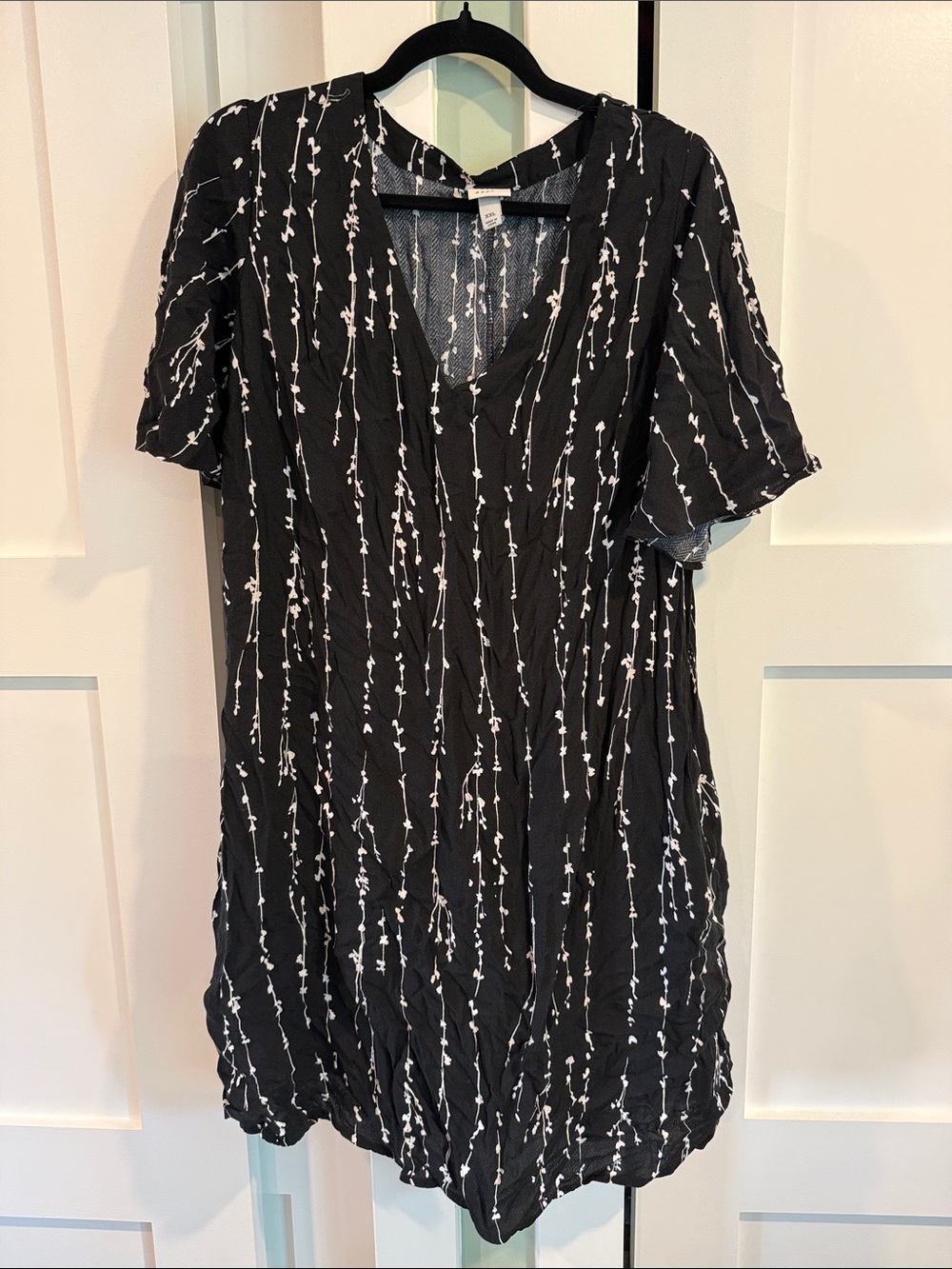 a new day Black Dress with White Vine Print